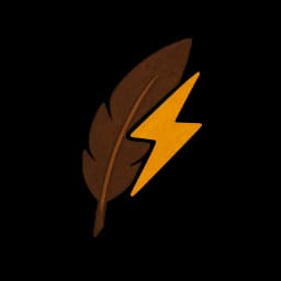 An icon graphic of a feather and a bolt of lightning